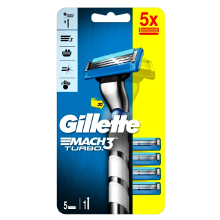 Gillette holicí strojek Mach3 Turbo + 5 náhradních hlavic